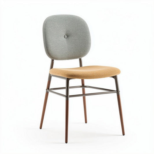 Fabric upholstered dining chair with metal legs in gray and orange 45 x 45 x 85cm