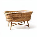 Natural woven bassinet with removable fabric liner for infants 80 x 40 x 50cm