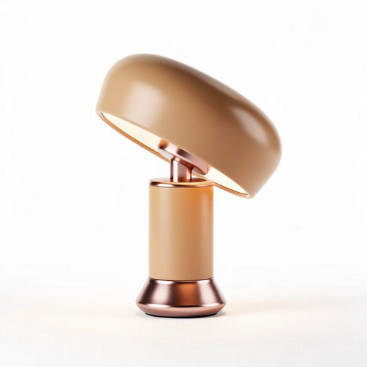 Table lamp with metal base and beige shade 15 x 15 x 25cm