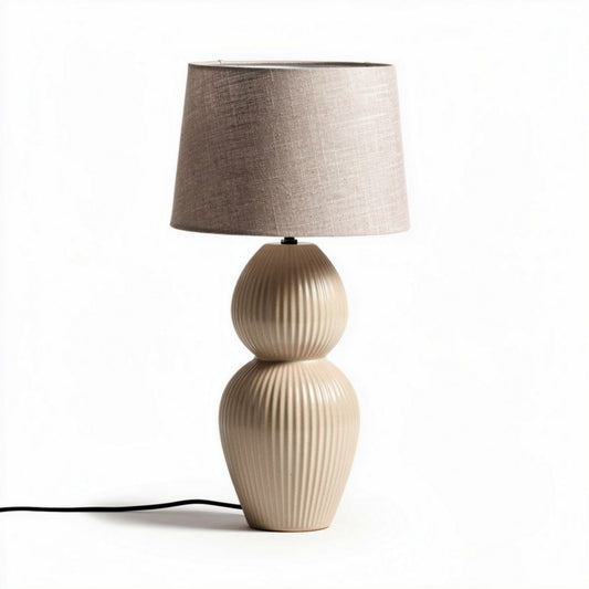Ceramic table lamp with fabric shade in beige 25 x 25 x 50cm