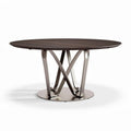 Round dining table with metal base in dark wood finish 150 x 150 x 75cm