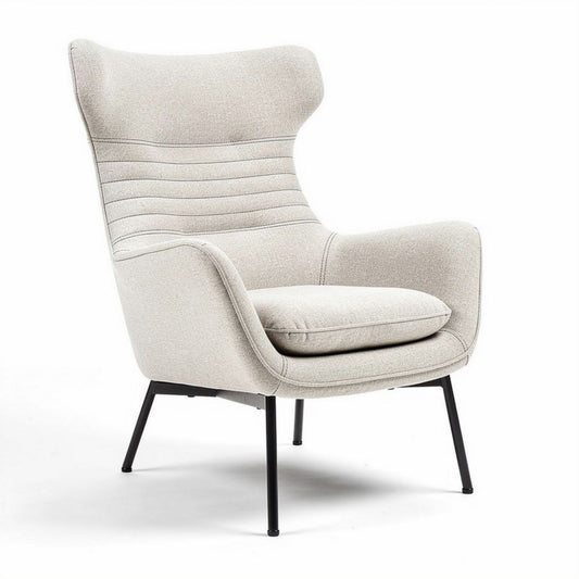Lounge chair with fabric upholstery and metal legs in light gray 80 x 75 x 100cm